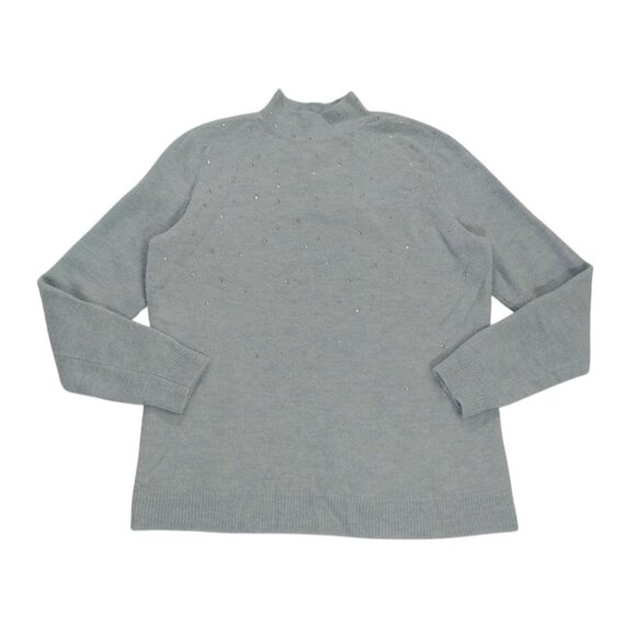 Elle women's blue long sleeve pearl embellished sweater, size L. - Picture 1 of 9